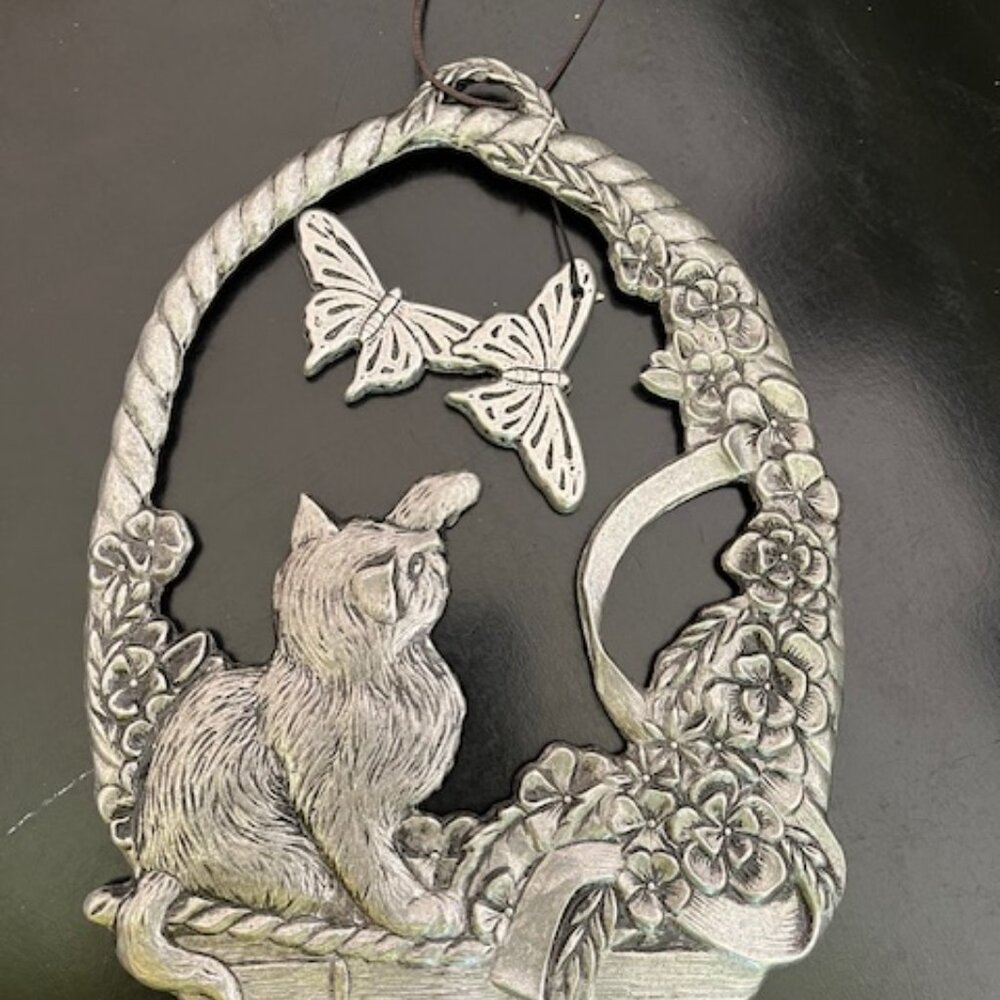Cat in a basket and Butterflies Wind Chime by Carson